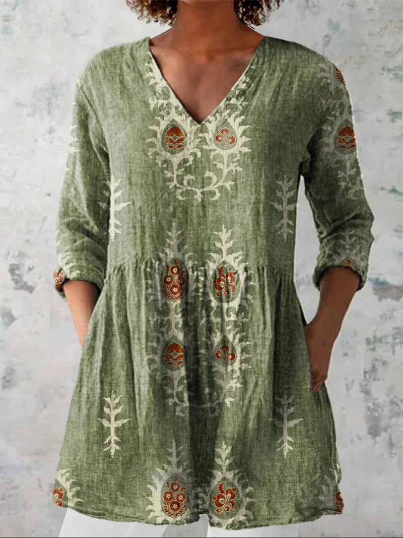 Aurora | Long Blouse with Graphic Stripes