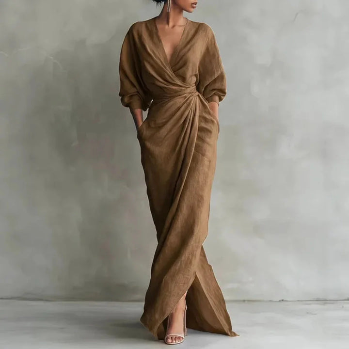 Geneva | Long Wrap Dress with Pockets
