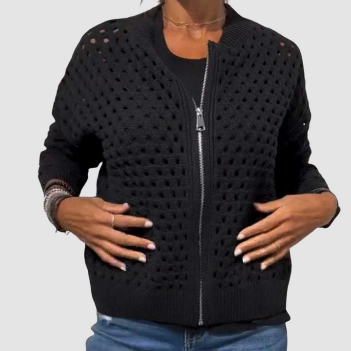 Livia | Perforated Zip Cardigan