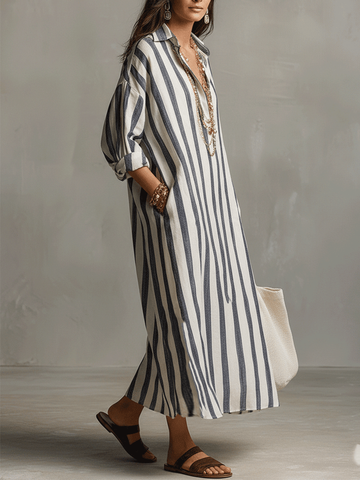 Elisa | Long Striped Dress with Pockets