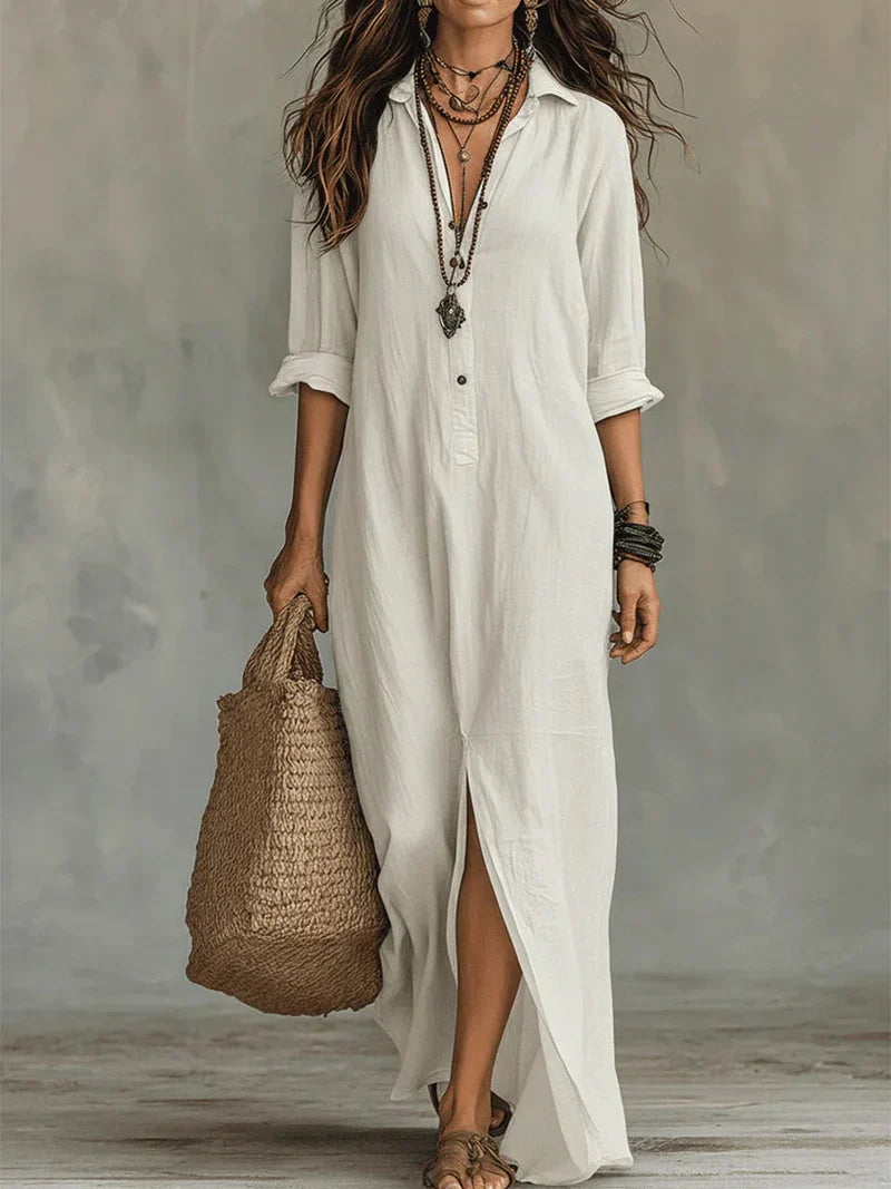 Sofia | Long Shirt Dress with Slit
