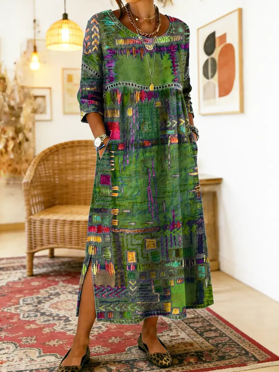 Geneva | Flared Artistic Midi Dress