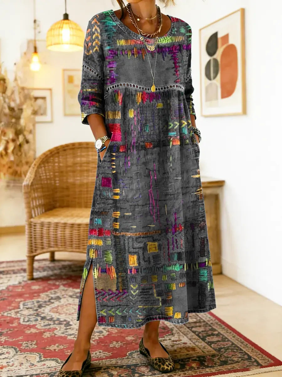 Geneva | Flared Artistic Midi Dress