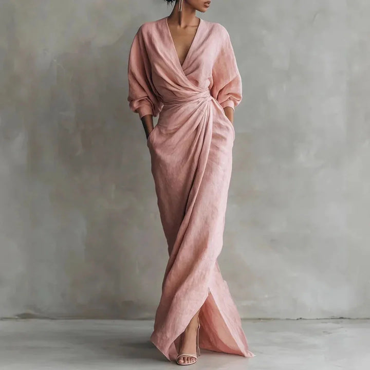 Geneva | Long Wrap Dress with Pockets