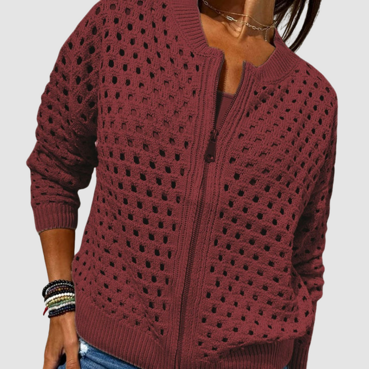Livia | Perforated Zip Cardigan