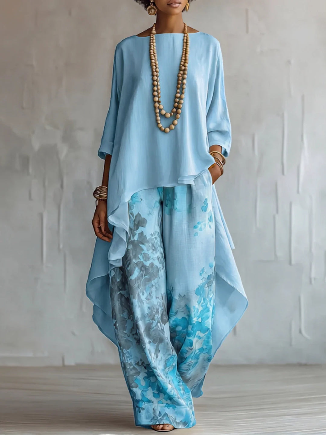 Ginevra | Asymmetrical Fluid Floral Outfit