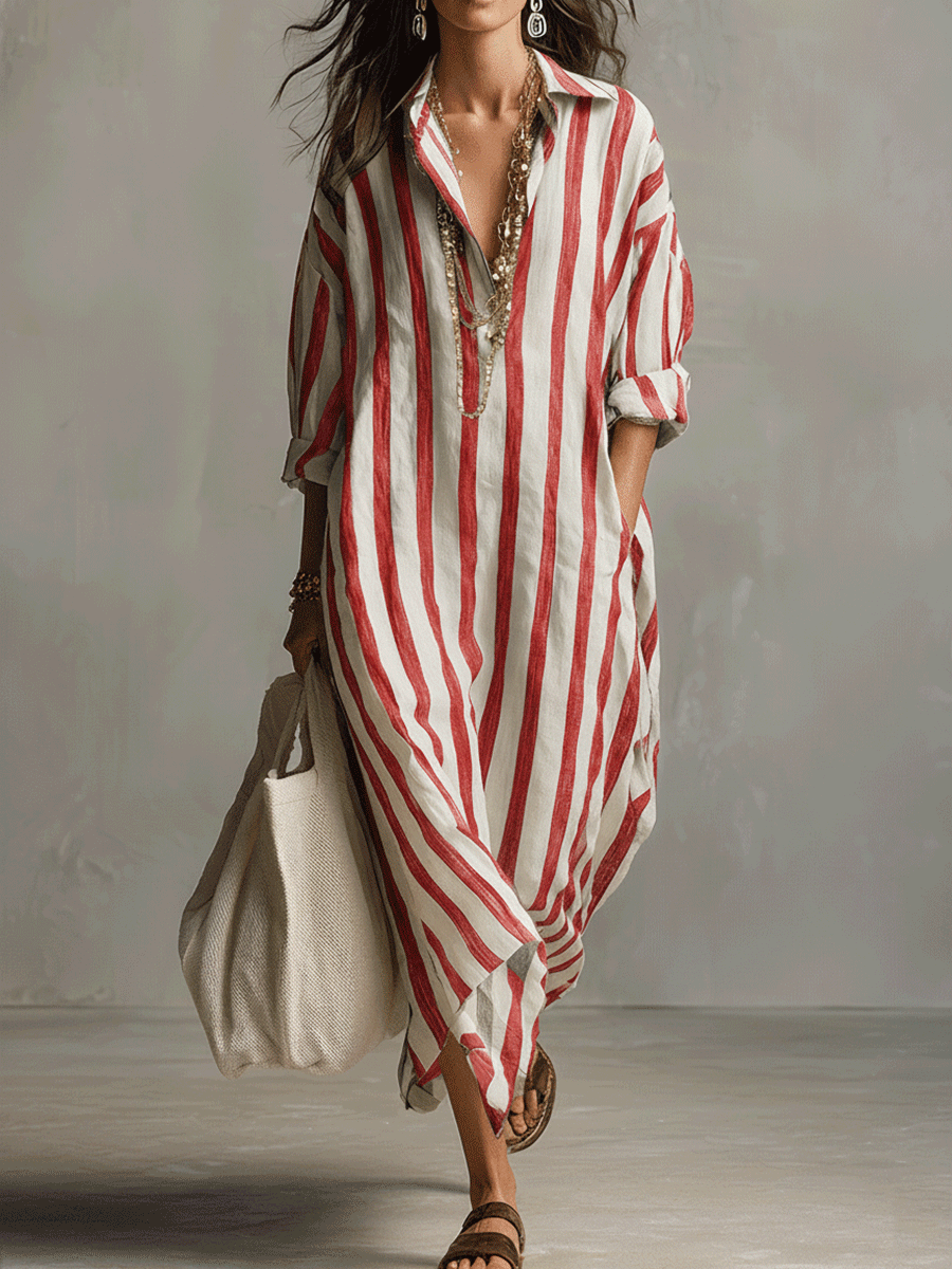 Elisa | Long Striped Dress with Pockets