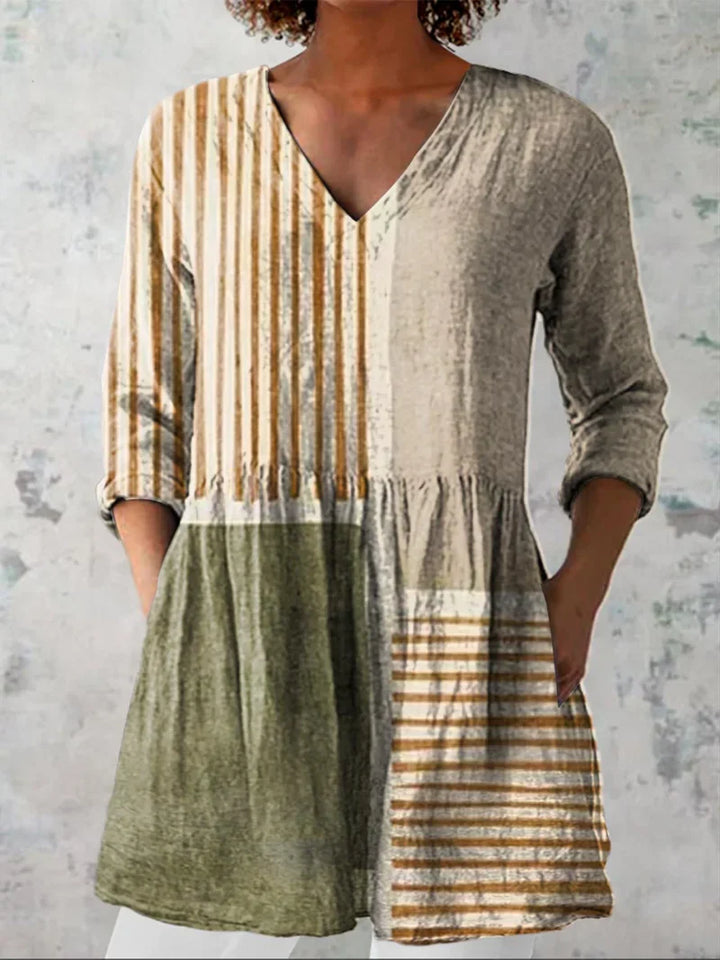 Aurora | Long Blouse with Graphic Stripes