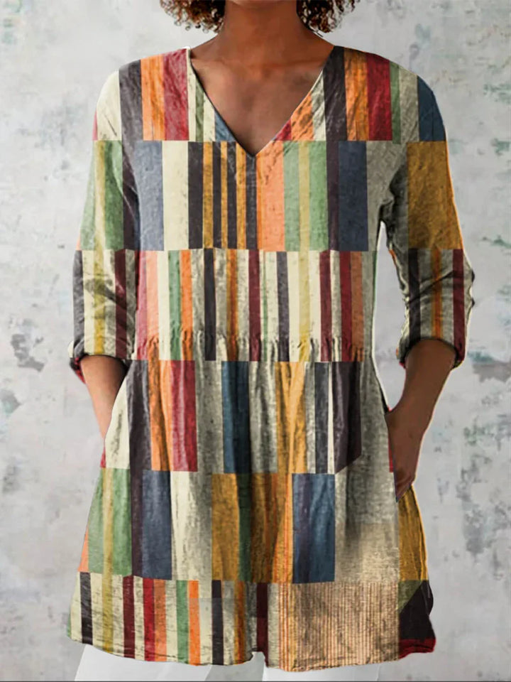 Aurora | Long Blouse with Graphic Stripes