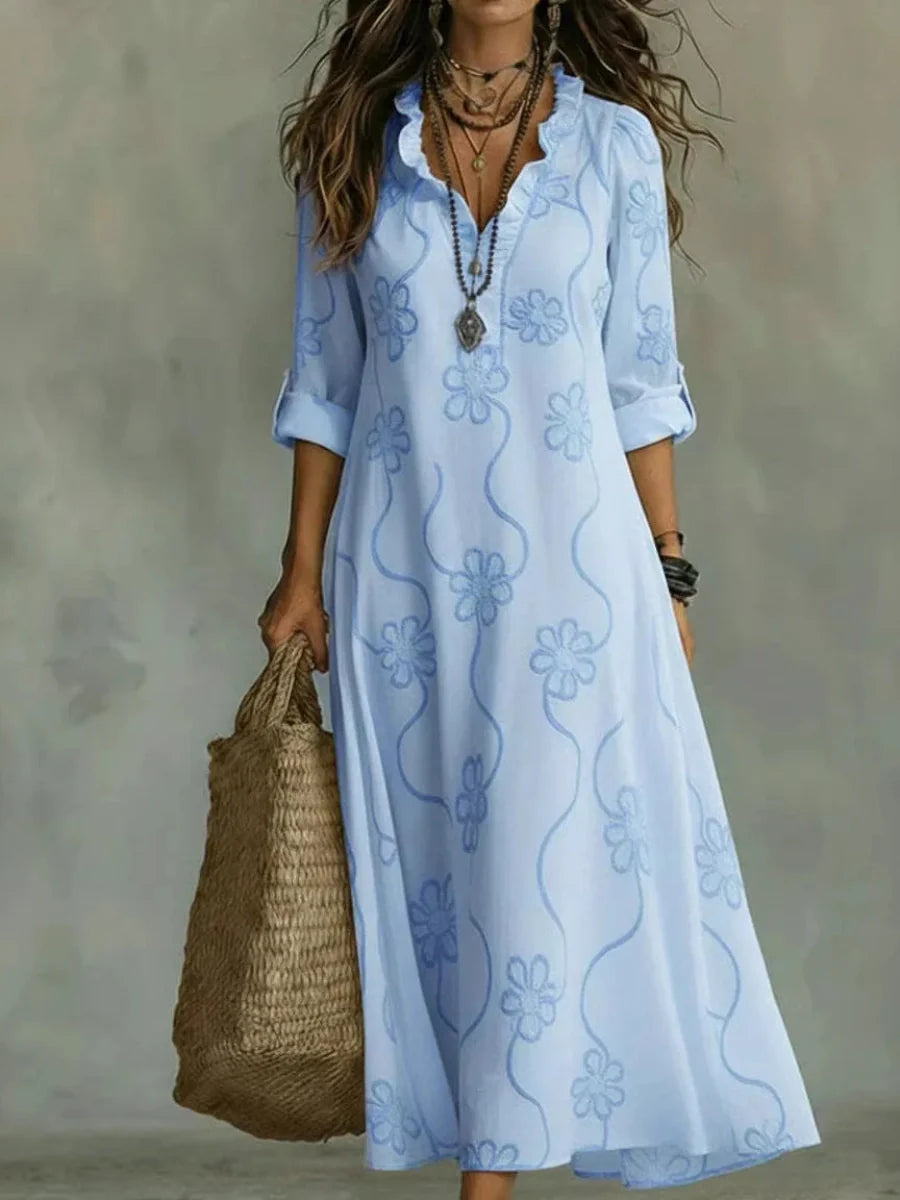 Bianca | Embroidered Bohemian Maxi Dress