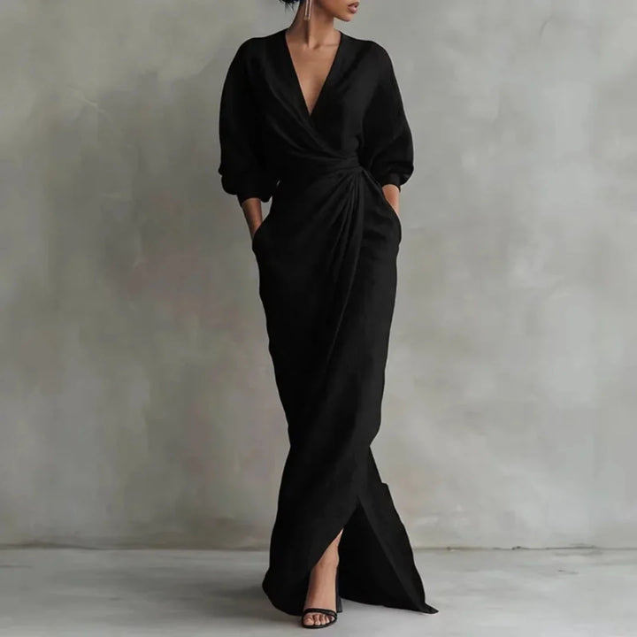 Geneva | Long Wrap Dress with Pockets