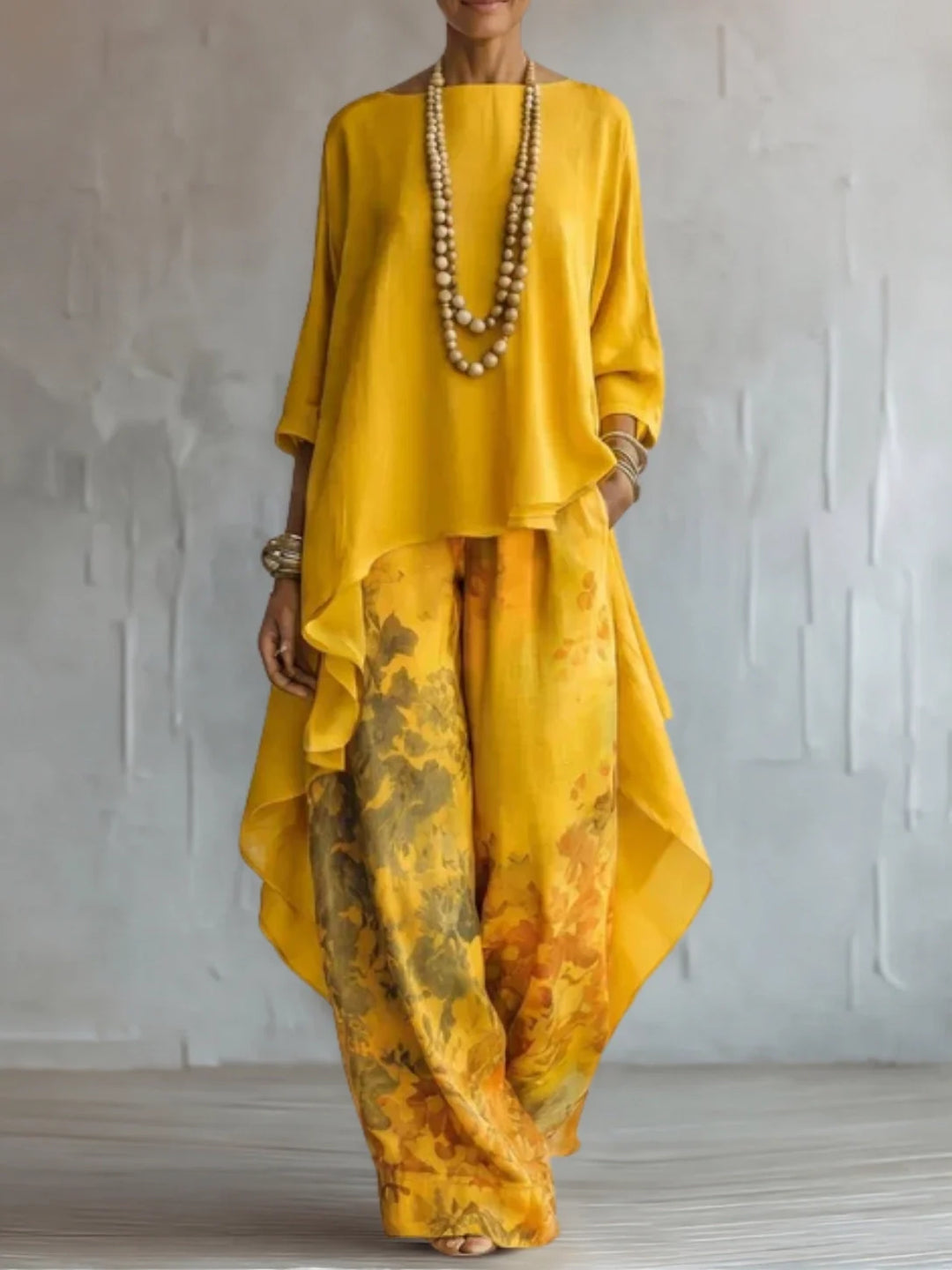 Ginevra | Asymmetrical Fluid Floral Outfit