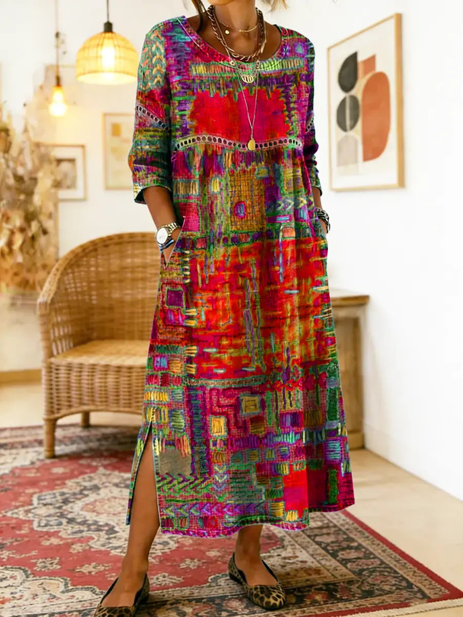 Geneva | Flared Artistic Midi Dress