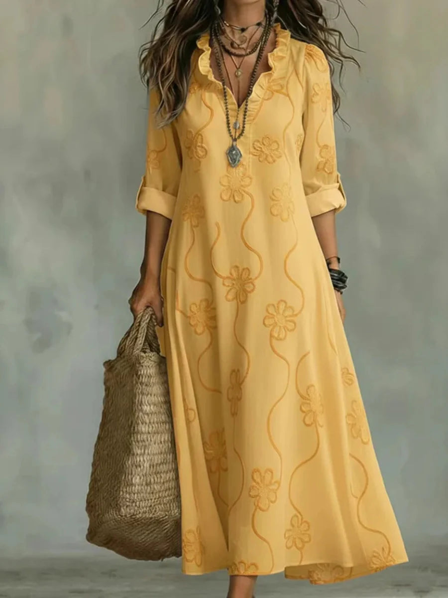 Bianca | Embroidered Bohemian Maxi Dress