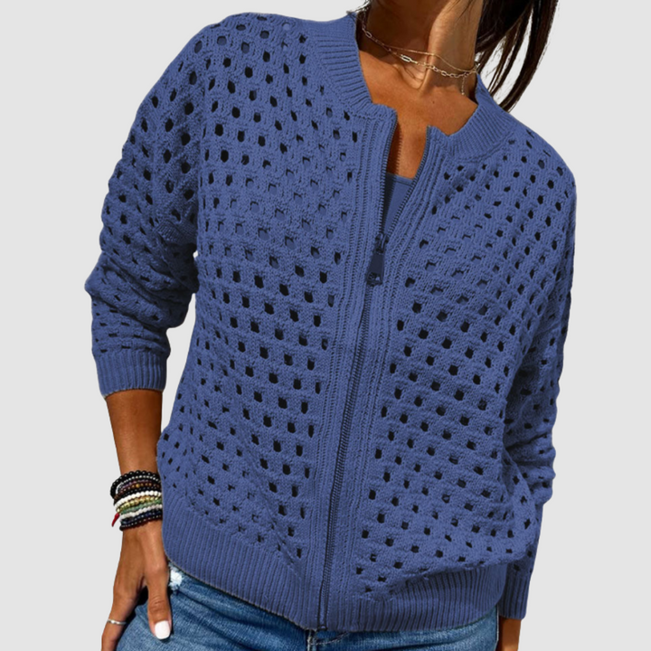 Livia | Perforated Zip Cardigan