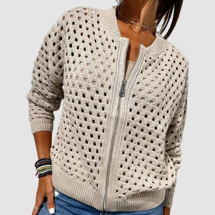Livia | Perforated Zip Cardigan