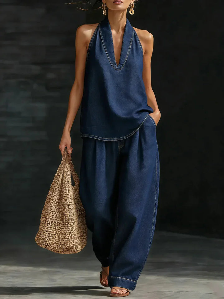 Martina | Fluid Long Set with V-Neck