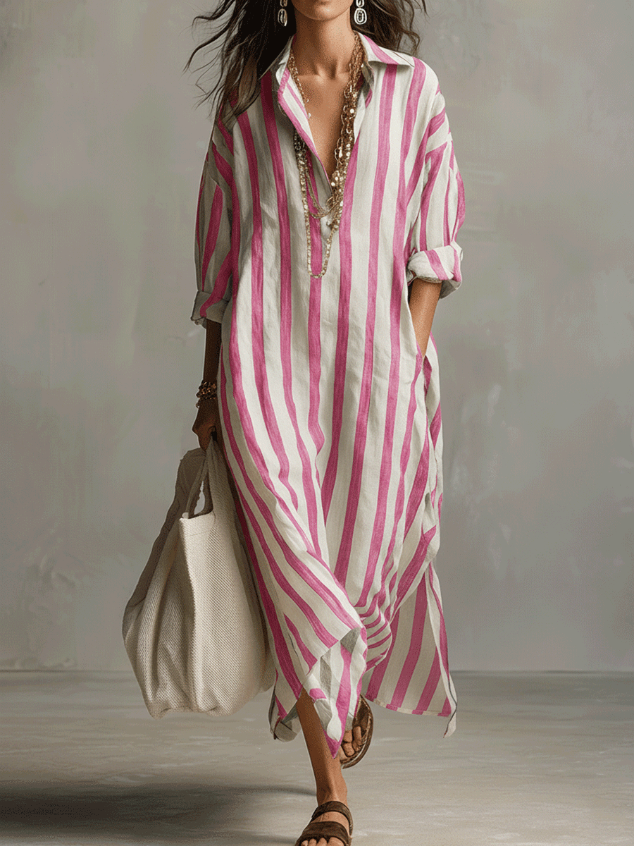 Elisa | Long Striped Dress with Pockets