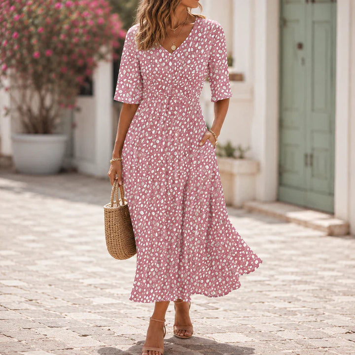 Margherita | Flared Midi Dress with Polka Dots