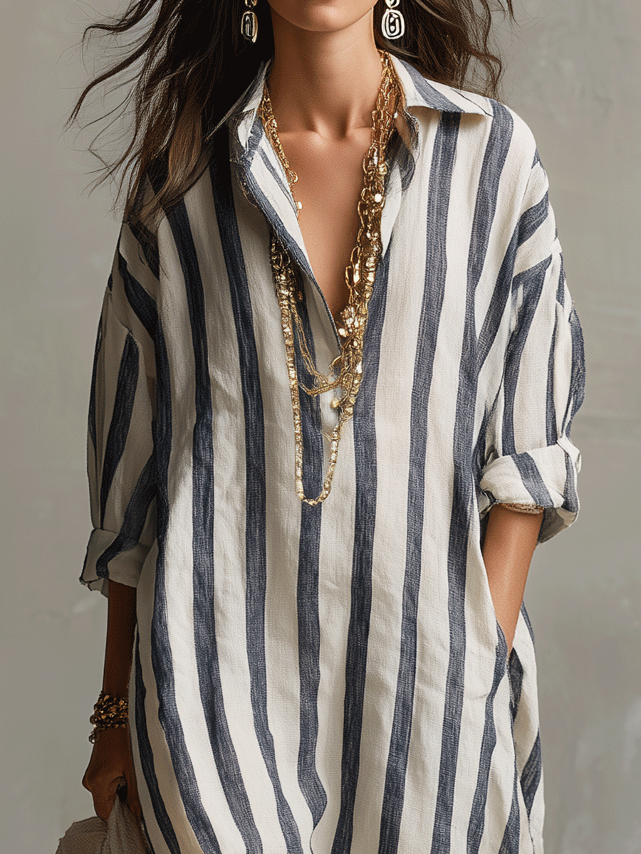 Elisa | Long Striped Dress with Pockets