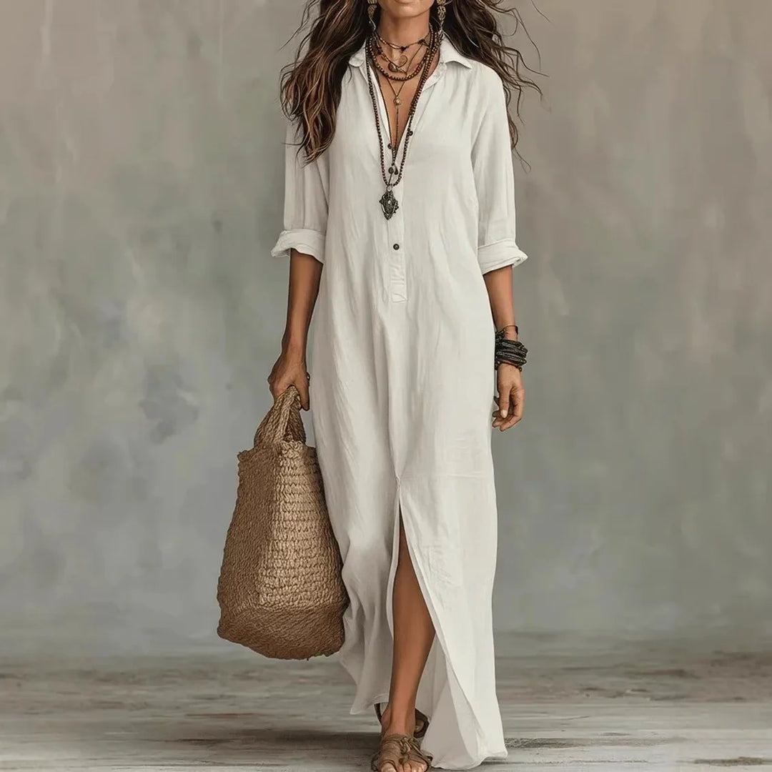 Julia | Boho Linen Shirt Dress for Women
