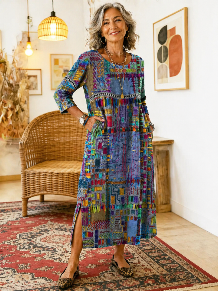 Geneva | Flared Artistic Midi Dress