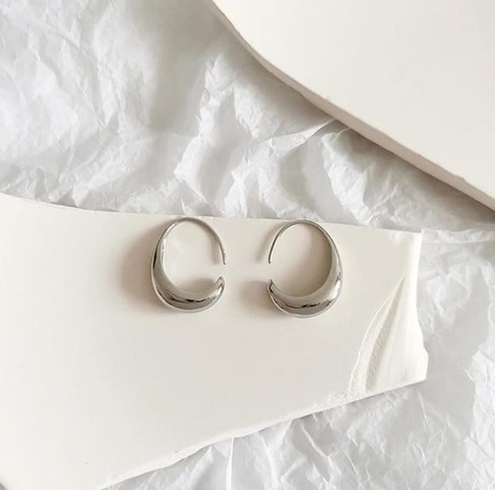 Oval Hoop Gold and Silver Earrings