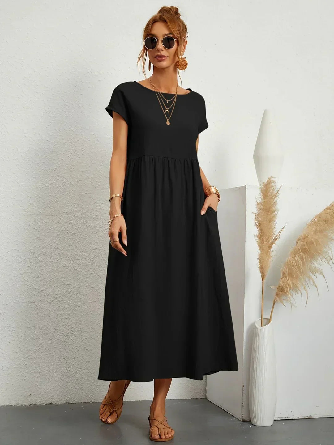 Livia | Maxi Flared Dress with Pockets