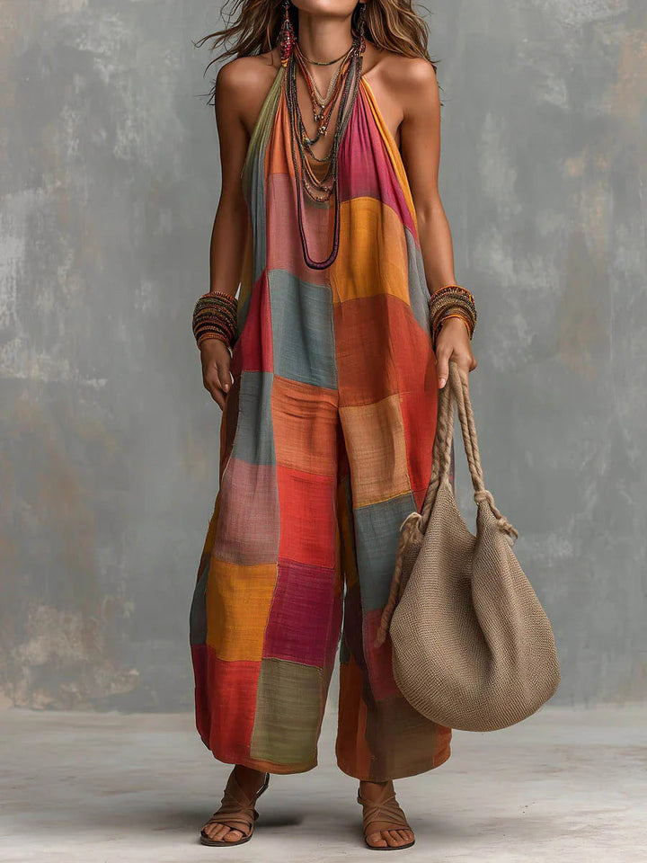 Geneva | Halter Patchwork Jumpsuit