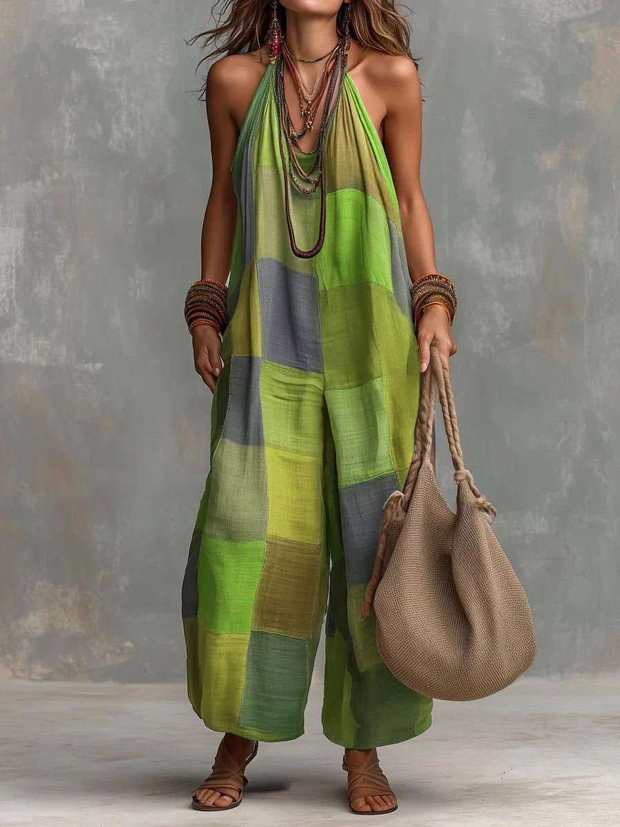 Geneva | Halter Patchwork Jumpsuit