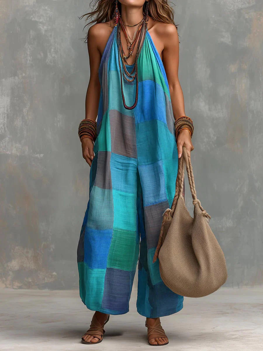 Geneva | Halter Patchwork Jumpsuit