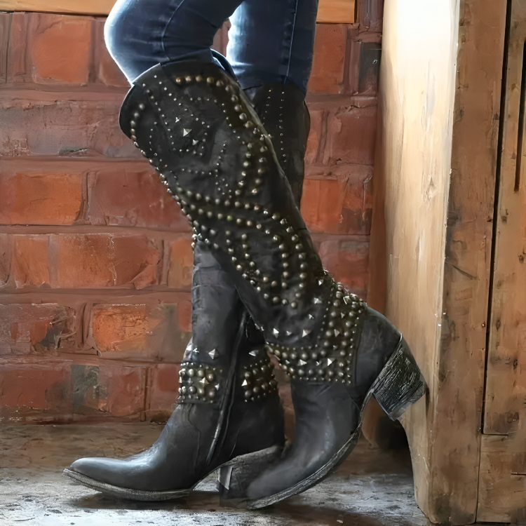 Rufa™ | Studded Western Knee-High Boots