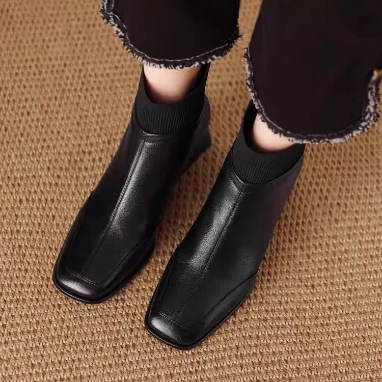 Joan | Low Heel Fall Sock Boots