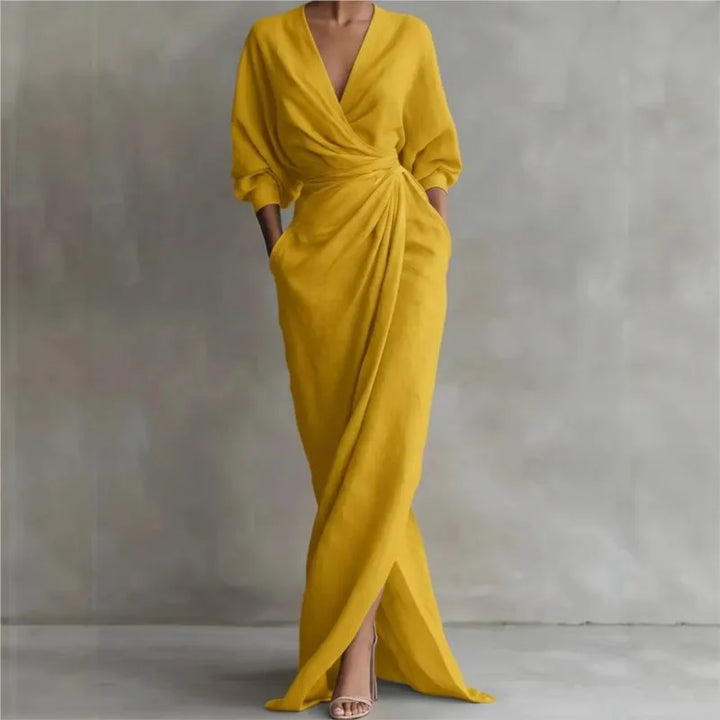 Geneva | Long Wrap Dress with Pockets