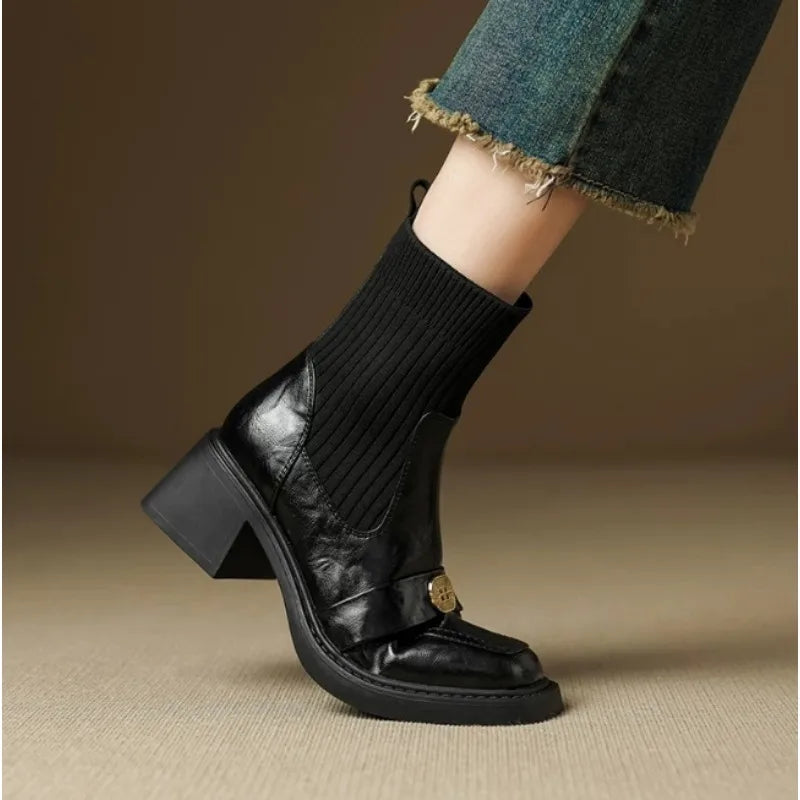 Brenda | Pull-On Black Ankle Boots