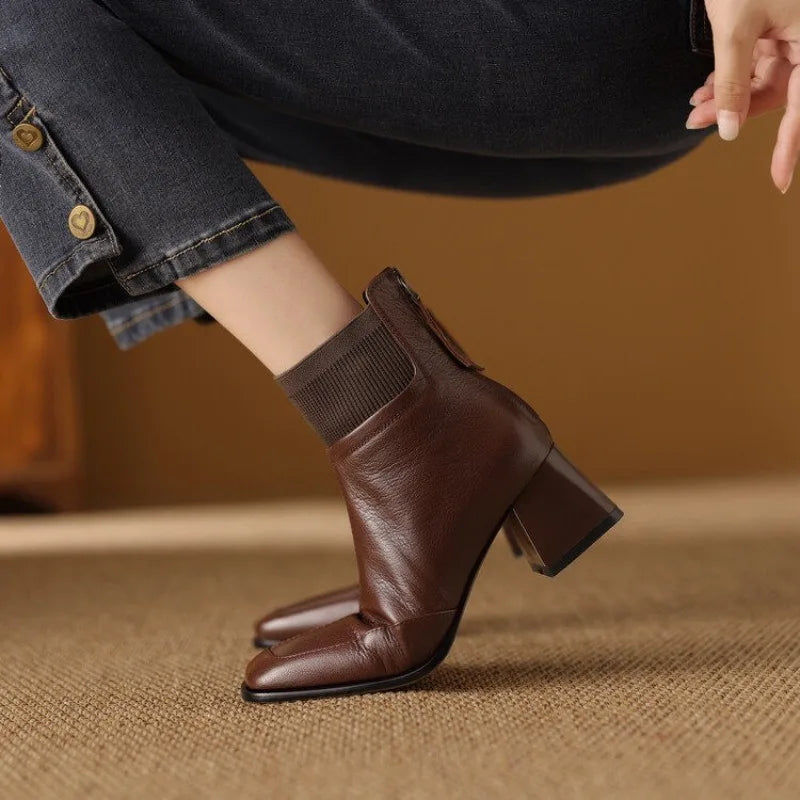 Joan | Low Heel Fall Sock Boots