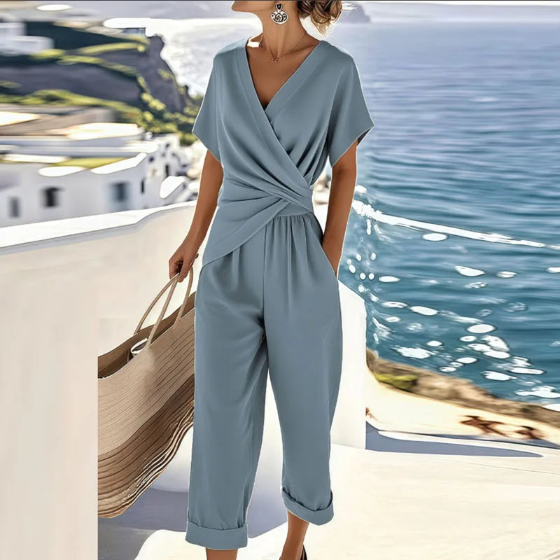 Livia | Elegant Cross-Over Capri Set