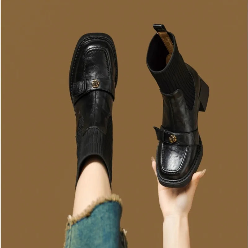 Brenda | Pull-On Black Ankle Boots