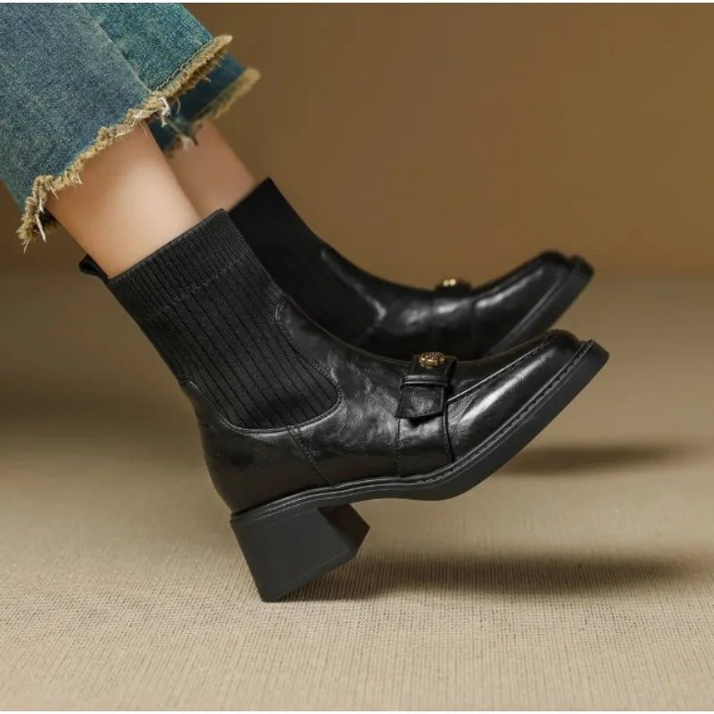 Brenda | Pull-On Black Ankle Boots