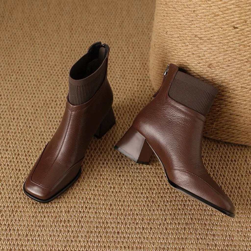 Joan | Low Heel Fall Sock Boots