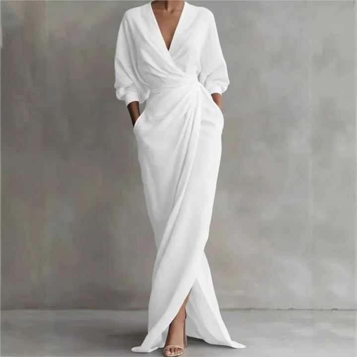 Geneva | Long Wrap Dress with Pockets