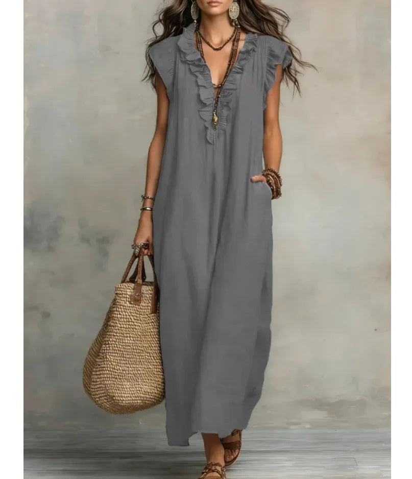 Valentina | Bohemian Maxi Dress with Ruffles