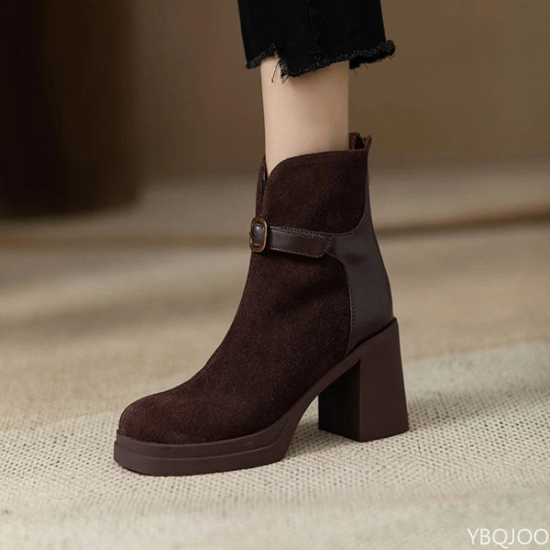 Darlene | Bold Dark Brown Ankle Boots