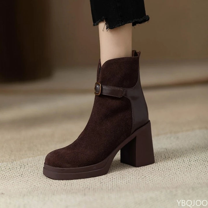 Darlene | Bold Dark Brown Ankle Boots