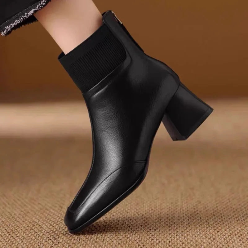 Joan | Low Heel Fall Sock Boots