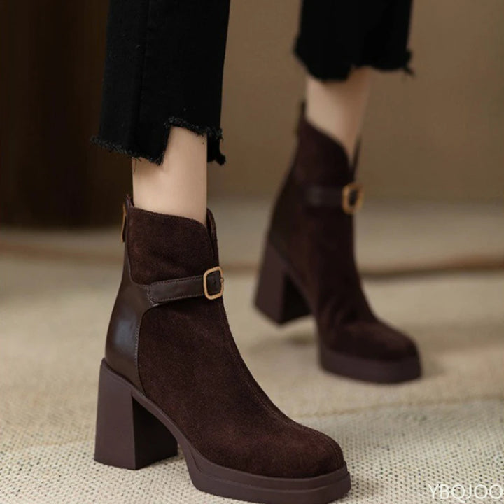 Darlene | Bold Dark Brown Ankle Boots