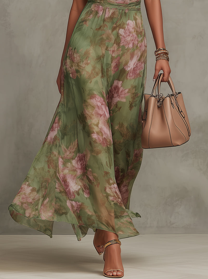 Camilla | Floral Maxi Dress with Halter Neck