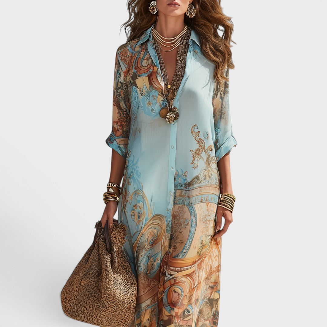 Arianna | Maxi Shirt Dress with Print