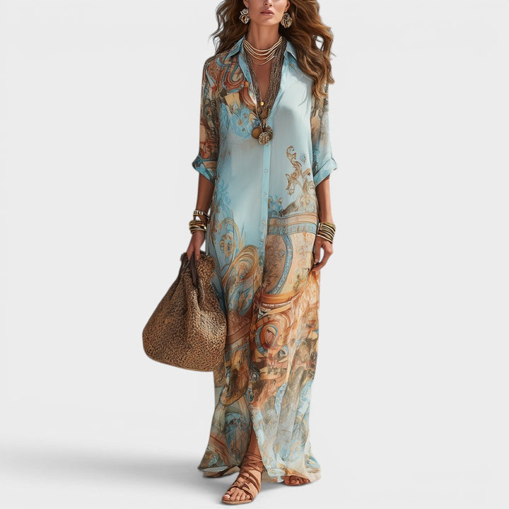Arianna | Maxi Shirt Dress with Print