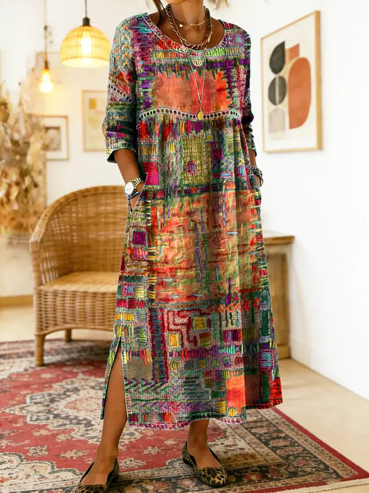 Geneva | Flared Artistic Midi Dress